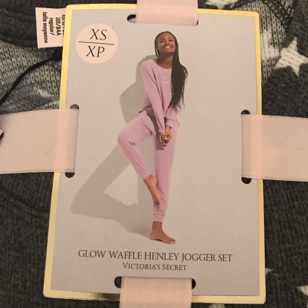 NWT Victoria's Secret Glow Waffle Henley Jogger Set
